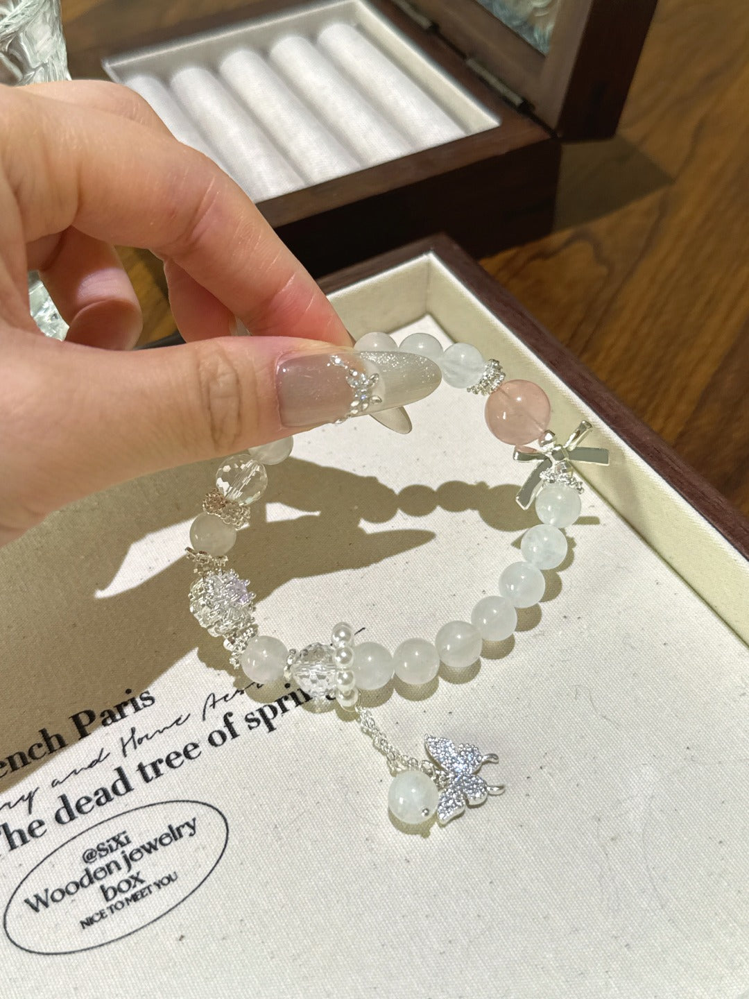 ▫️▪️ Blue moonlight pink quartz bracelet